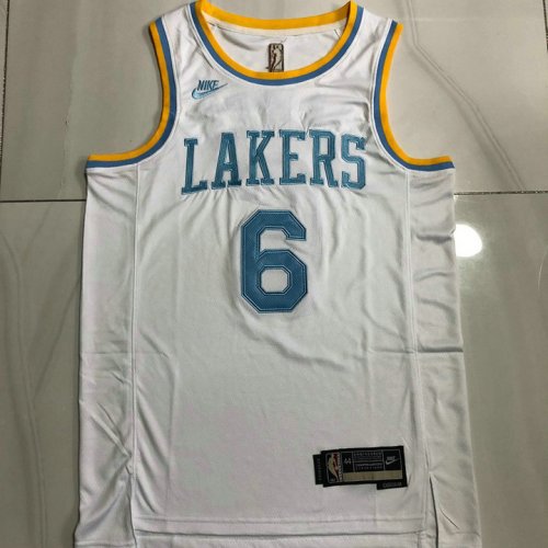 NBA 6 James Lakers classic authentique Maillot blanc